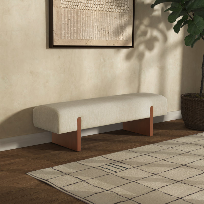 Caselynn Linen Upholstered Bench, Beige