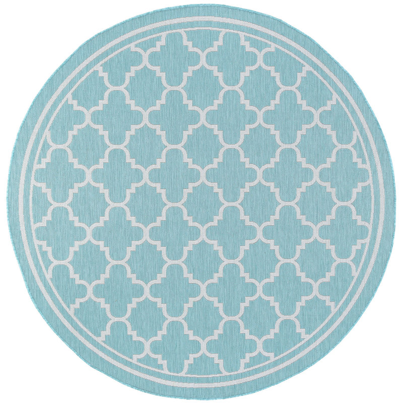 Tapis intérieur / extérieur turquoise Finchley, Rond 7 pi 10 po