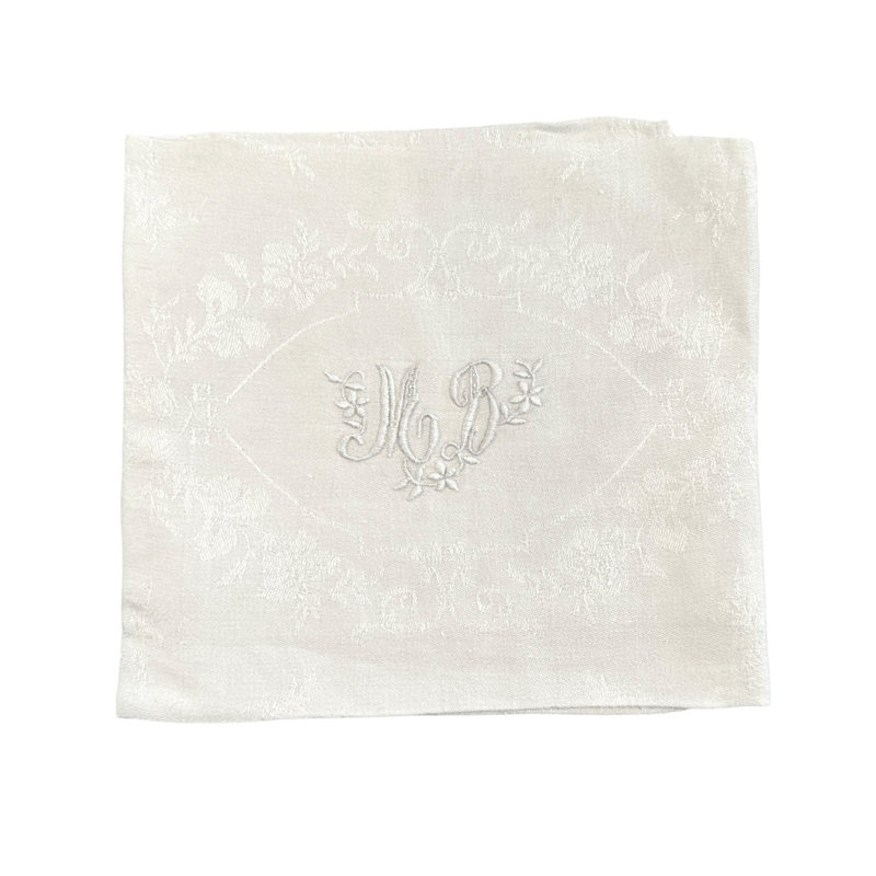1920s French linen MB Monogram Dinner Napkins