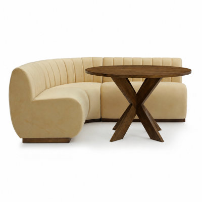 Ensemble de coin-repas moderne en L avec table de salle à manger en verre
