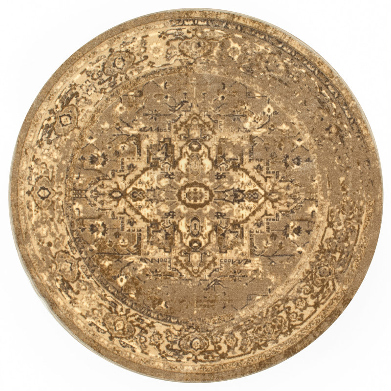 Tapis oriental naturel touffeté Deckland, Rond 5 pi