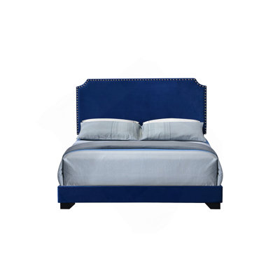 Grand lit en velours bleu Haemon