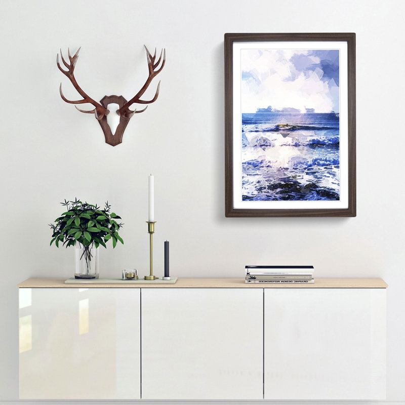 Surfing in Rhode Island in Abstract - Picture Frame Graphic Art Print, 65cm H x 48cm W x 2cm D, Walnut Framed