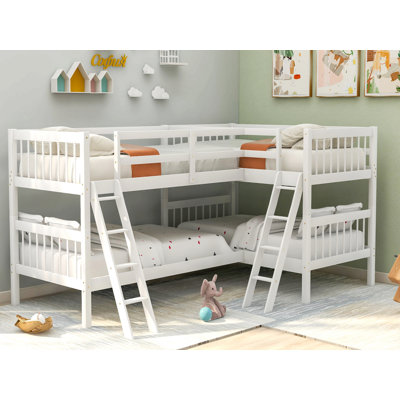 L-Shaped Bunk Bed With Ladder,Twin Size