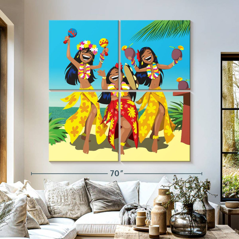 Enn Hawaiian Hula Dancers, 57" H x 57" W
