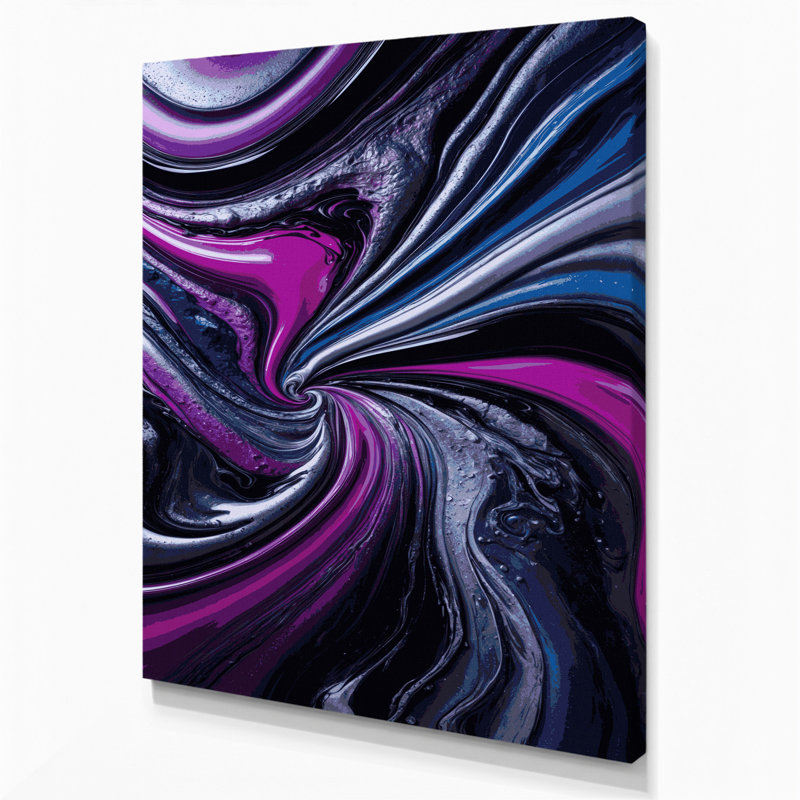 Abstrait art fluide sur toile mauve 33, H 10 po x l 8 po