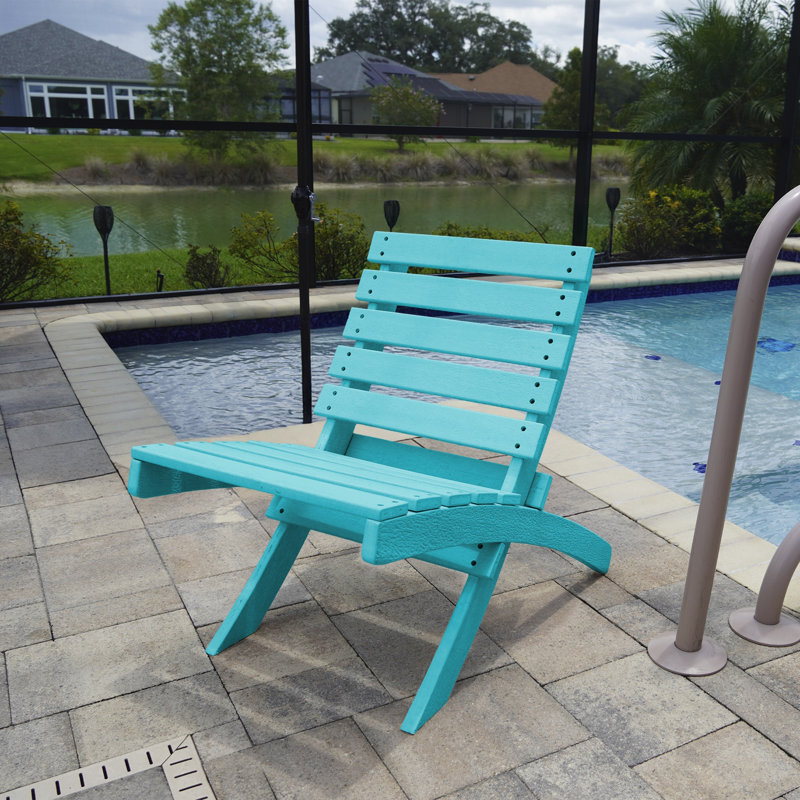 Grandcourt Fully Assembled All-Weather Recycled HDPE Outdoor Folding Patio Chair, Hawaiian Blue