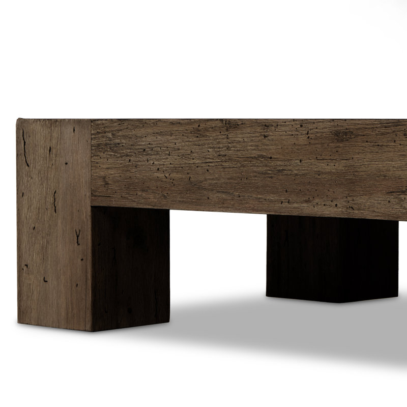 Abaso Coffee Table, Ebony Rustic Wormwood, 15" H x 70" W x 35" D