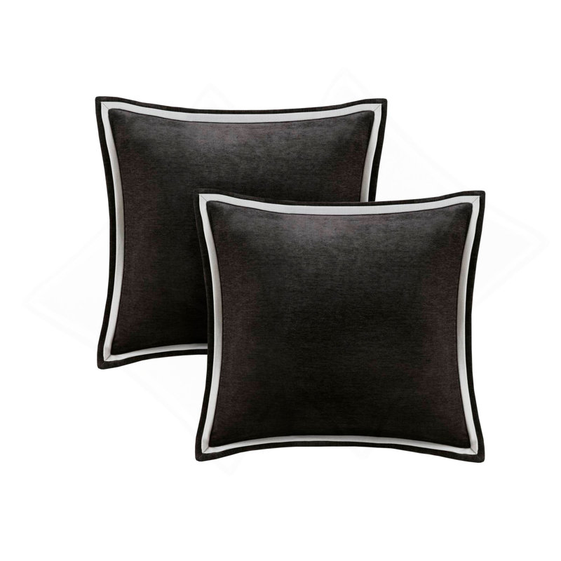 Ensemble d'édredon surdimensionné 8 pièces à broderies noir / blanc