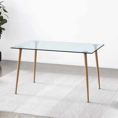 Glass Top Metal Base Credenza Desk
