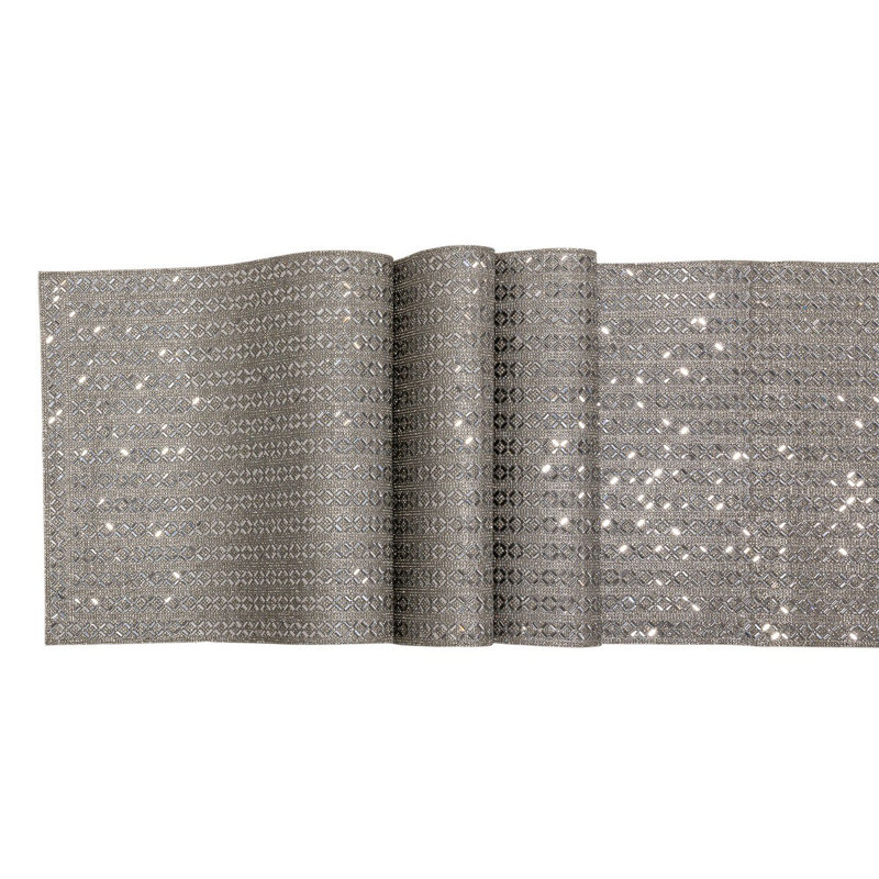 Sparkles Home Madison Avenue Table Runner | Rhinestone X-Pattern Design | Elegant Décor Accent, 108" x 13", Charcoal