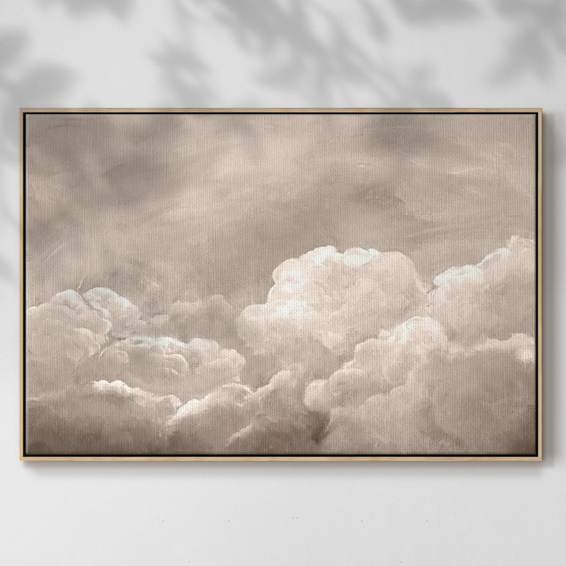 «Painted Clouds I», reproduction d'art sur toile, H 25 po x l 37 po x P 2 po, Bois naturel