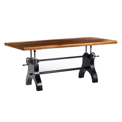 Malverne Rectangular Wood Top Dining Table with Iron Base