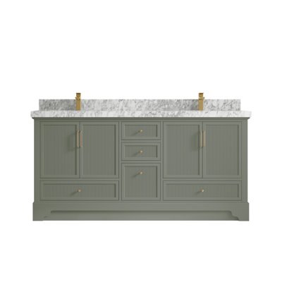 Colisa 72'' Free Standing Double Bathroom Vanity with Marble Top (Knobs Option)