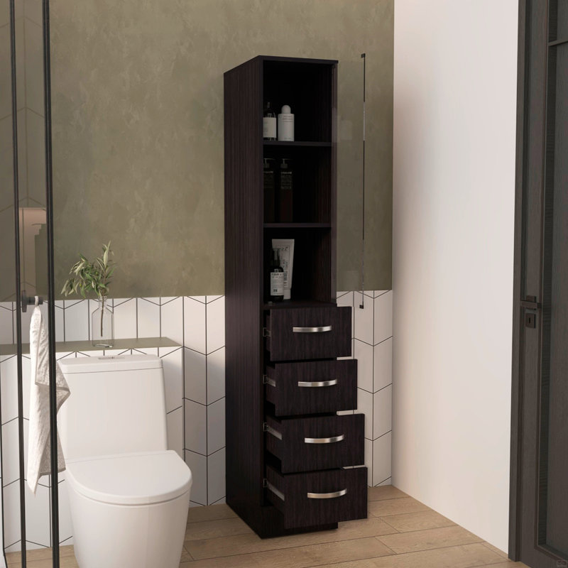 Armoire à linge, trois tablettes, quatre tiroirs