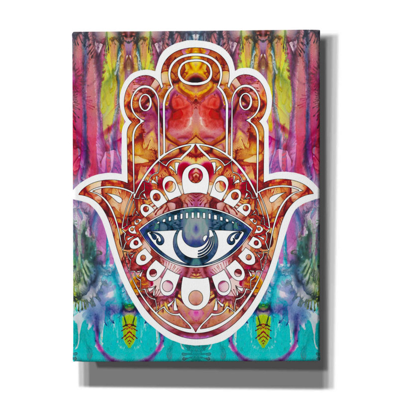«Hamsa» par Dean Russo, estampe numérique sur toile, H 16 po x l 12 po x P 0,75 po