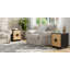 Modern Boho 2-Drawer Nightstand with Geometric Rattan Front & Black Frame-58855642-49956097