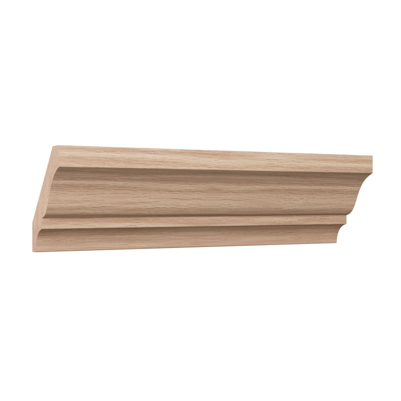 WM52 - Moulure de bois franc massif Crown Crown, H 2 1/4 po x P 1 1 5/8 po x F 2 3/4 po x L 96 po, chêne rouge teinté