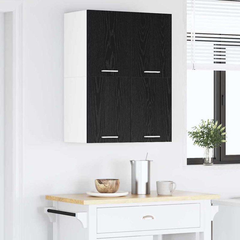 Vidaxl Hanging Cabinet Riga 2 Pcs Black Oak And White 60 X 31 X 40 Cm, Black/White