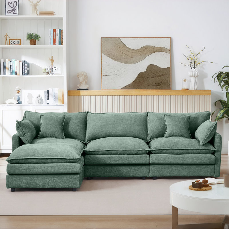 Ensemble de canapé modulaire modulaire en L de 102 po, Vert