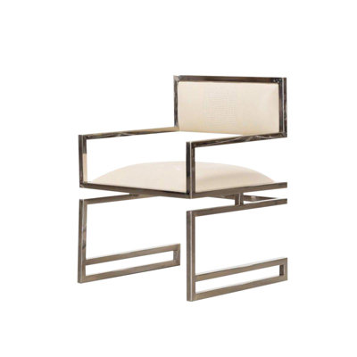 Fauteuil rembourré en cuir avec structure en métal, 22 x 22 x 30