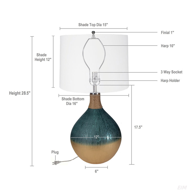 D16x28,5 "Lampe de table en verre, cette lampe de table à brancher écoénergétique