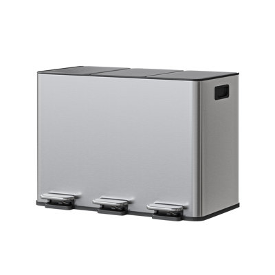 Stainless Steel Multi-Compartment Rubbish & Recycling Bin