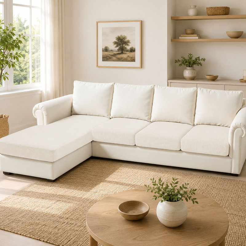 Ensemble de housses de canapé modulaires en L avec housse de méridienne
