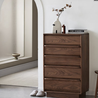 Commode d'appoint avec rangement en bois de noyer noir