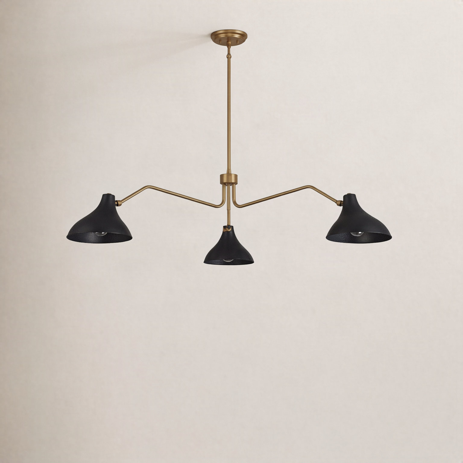Elyse 3-Light Chandelier, Natural Brass, Black