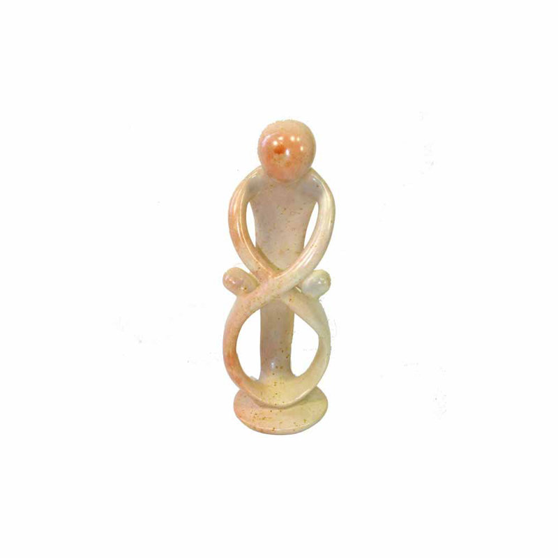 Figurine de famille natural saponite Marlie, H 8 po x l 4 po x P 3 po, Blanc cassé