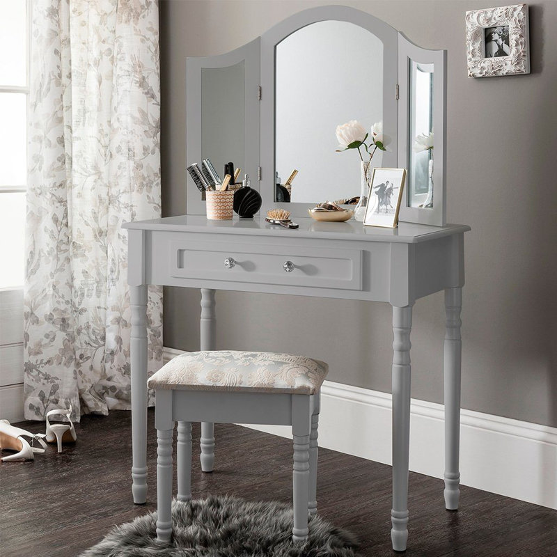 Libourne Dressing Table with Mirror, Grey