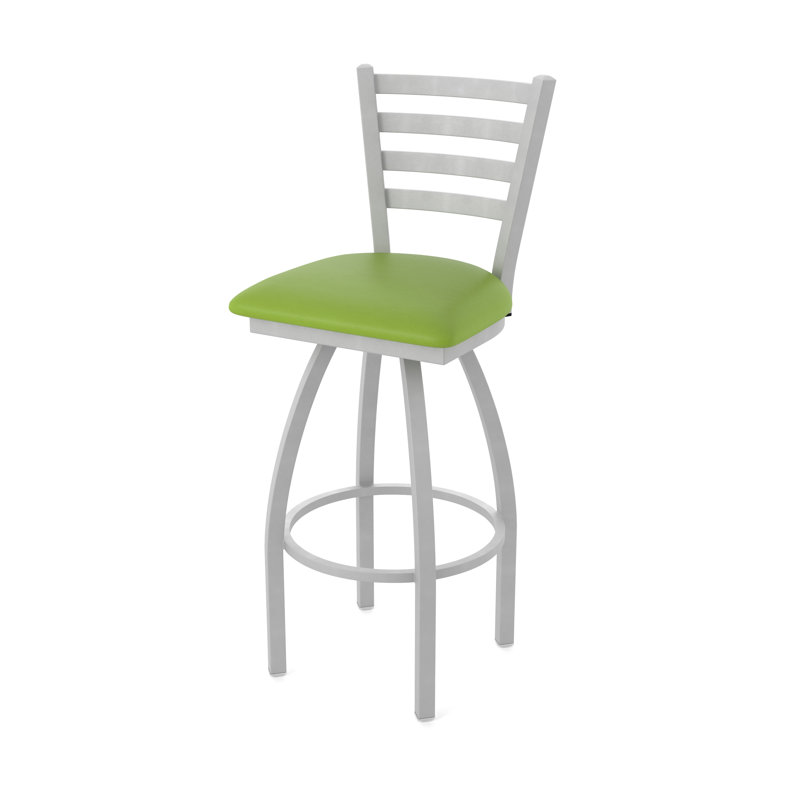 Jackie Swivel Stool, Anodized Nickel, Vinyl-Canter Kiwi Green, Extra Tall (36" Seat Height)