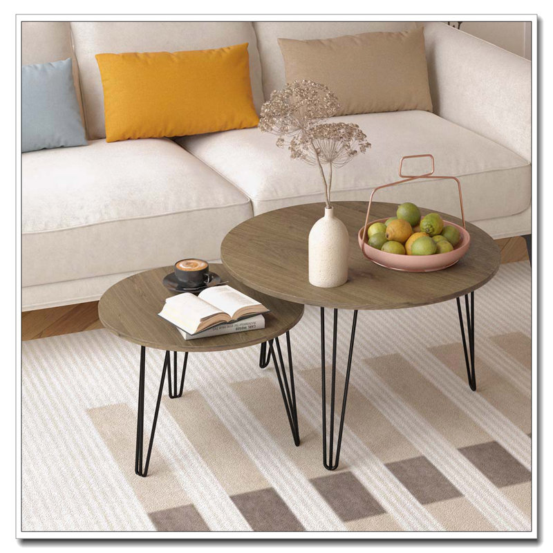 Nesting Coffee Table Set, Wood, Brown