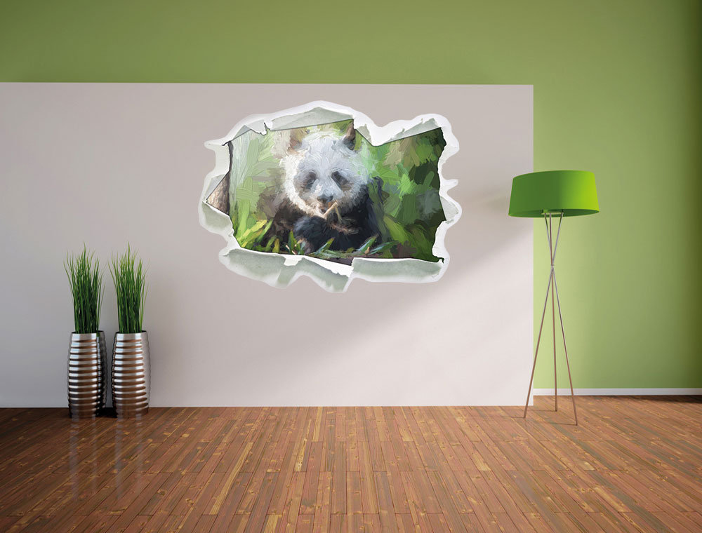 Wandtattoo Niedlicher Panda isst Bambus