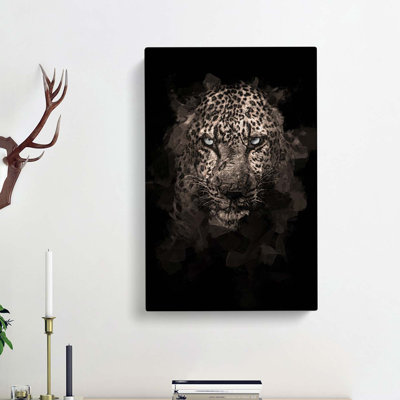Leopard in the Dark in Abstract - Wrapped Canvas
