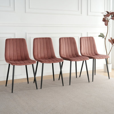 Chaises de salle à manger rembourrées modernes avec dossier rembourré et pieds en métal, ensemble idéal pour la cuisine familiale et le salon