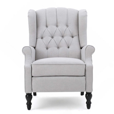 Modern Wing Back Design Fabric Upholstered Tufted Recliner Armchair