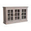 Armoire en bois massif à triple vitrage délavé à la pierre, beige