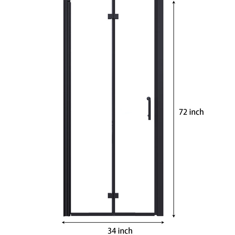 Matte Black Bi Semi- Shower Doors, 34 - 35-3/8 In. W X 72 H, Clear Glass, Aluminium For Bathroom Exquisiteness To H Doors In Black, Delight