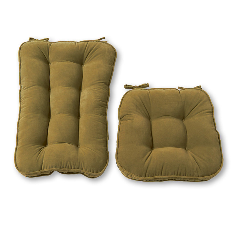 Reversible Microfiber Rocking Chair Cushion Set, 28" W x 18" D, Moss