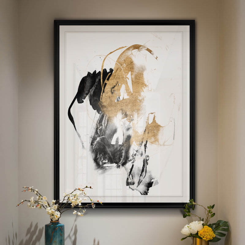 «Black / Gold Splash II», reproduction, H 26,5 po x l 36,5 po x P 1,5 po, Noir