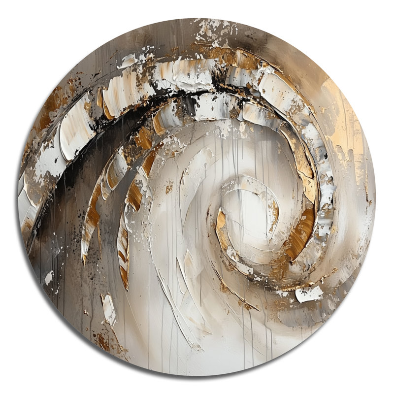 Copper Luminous Abstract Spiral - Abstract Modern Round Wall Art, Gold Round Metal Wall Art, 23" H x 23" W