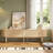 Oak-Colored 70-Inch Recessed TV Stand, Compatible With Tvs Up To 80 Inches. Mid-Century Modern + Farmhouse Style. Features Storage Sliding Doors. Suitable For Living Rooms And Bedrooms.