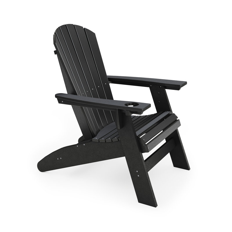 Chaise noire Adirondack - Bois en polyéthylène haute densité robuste pour la piscine, Noir