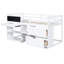 Lit mezzanine simple bas blanc avec bureau roulant et beaucoup de rangement - Bureau de construction solide en bois massif stable, tablette et tiroirs blanc, design compact-533875739