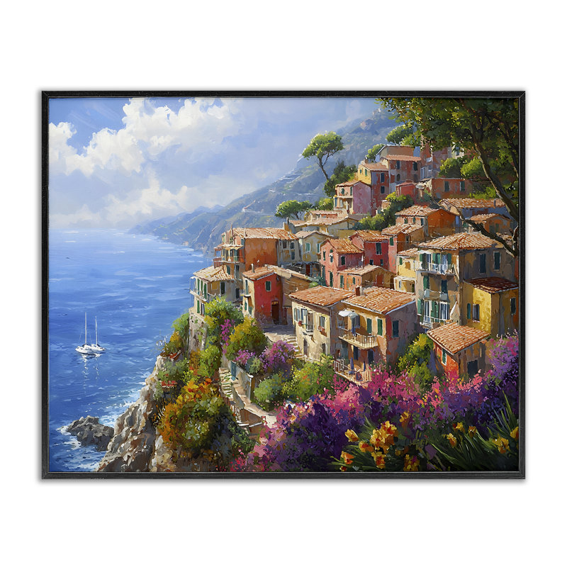 Giclée encadrée, vue de bord de mer, par Franklyn Gregory, H 11 po x l 14 po, Giclée encadrée noir minuit