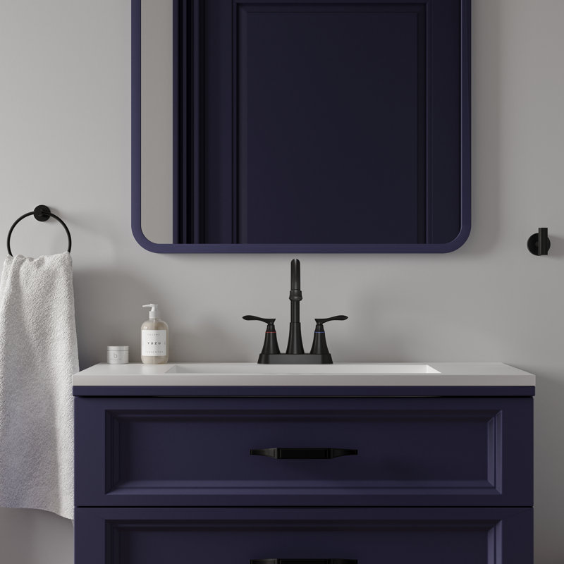 4 po Robinet pour salle de bain à poignée arquée 2 poignées Centreset, Noir mat
