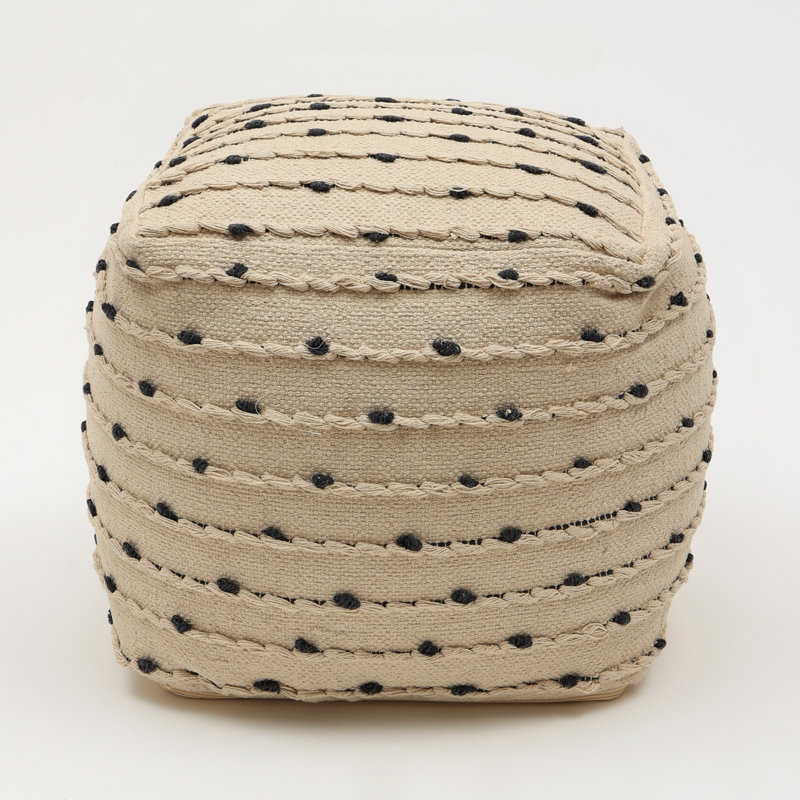 Pouf tissé Haven 18 po x 18 po - Pouf décoratif pour le salon, la chambre à coucher et la décoration intérieure