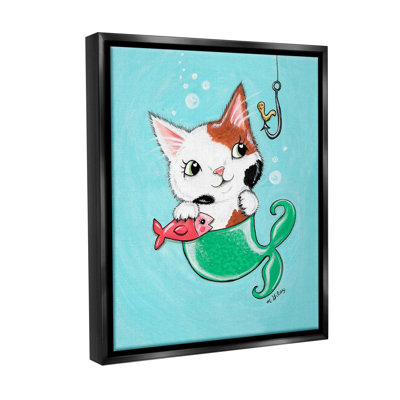 «Mermaid Cat With Fish Floater Frame» par Michelle Gilsey sur